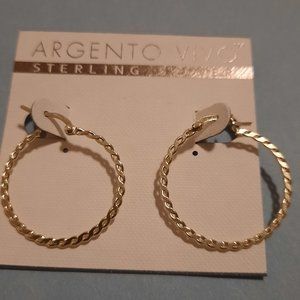 Argento Vivo Sterling silver hoops earrings - Gold tone